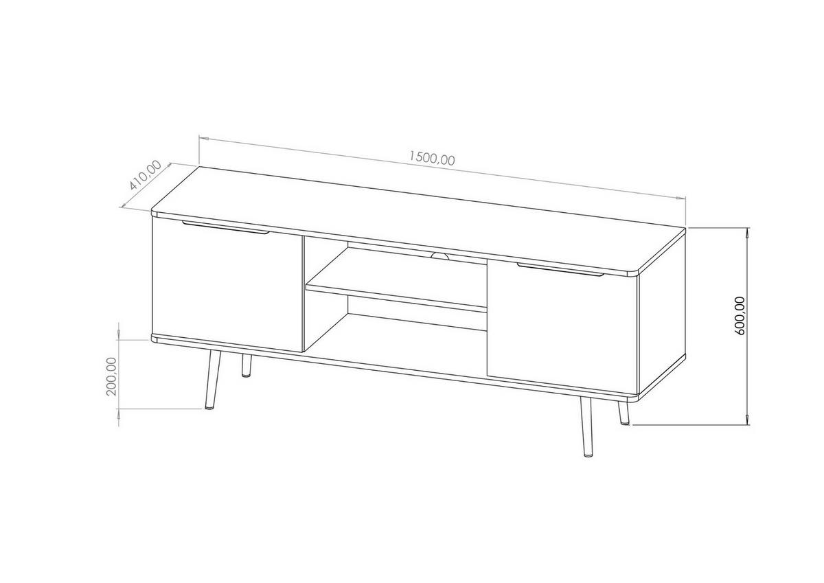 TV-LOWBOARD Pinelli 150 cm breite 2-türig - Schwarz/Braun, Holzwerkstoff/Metall (150/60/41cm) - Ravio