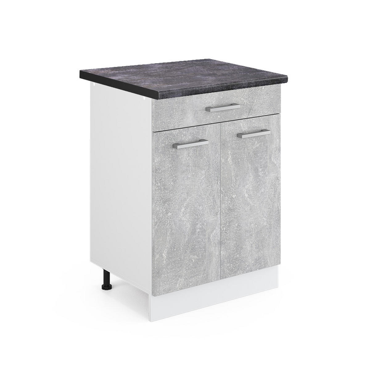 KÜCHENUNTERSCHRANK R-Line Beton 60 cm mit Schublade, AP Anthrazit - Schieferfarben/Weiß, Holzwerkstoff (60/81.6/60cm) - Vicco