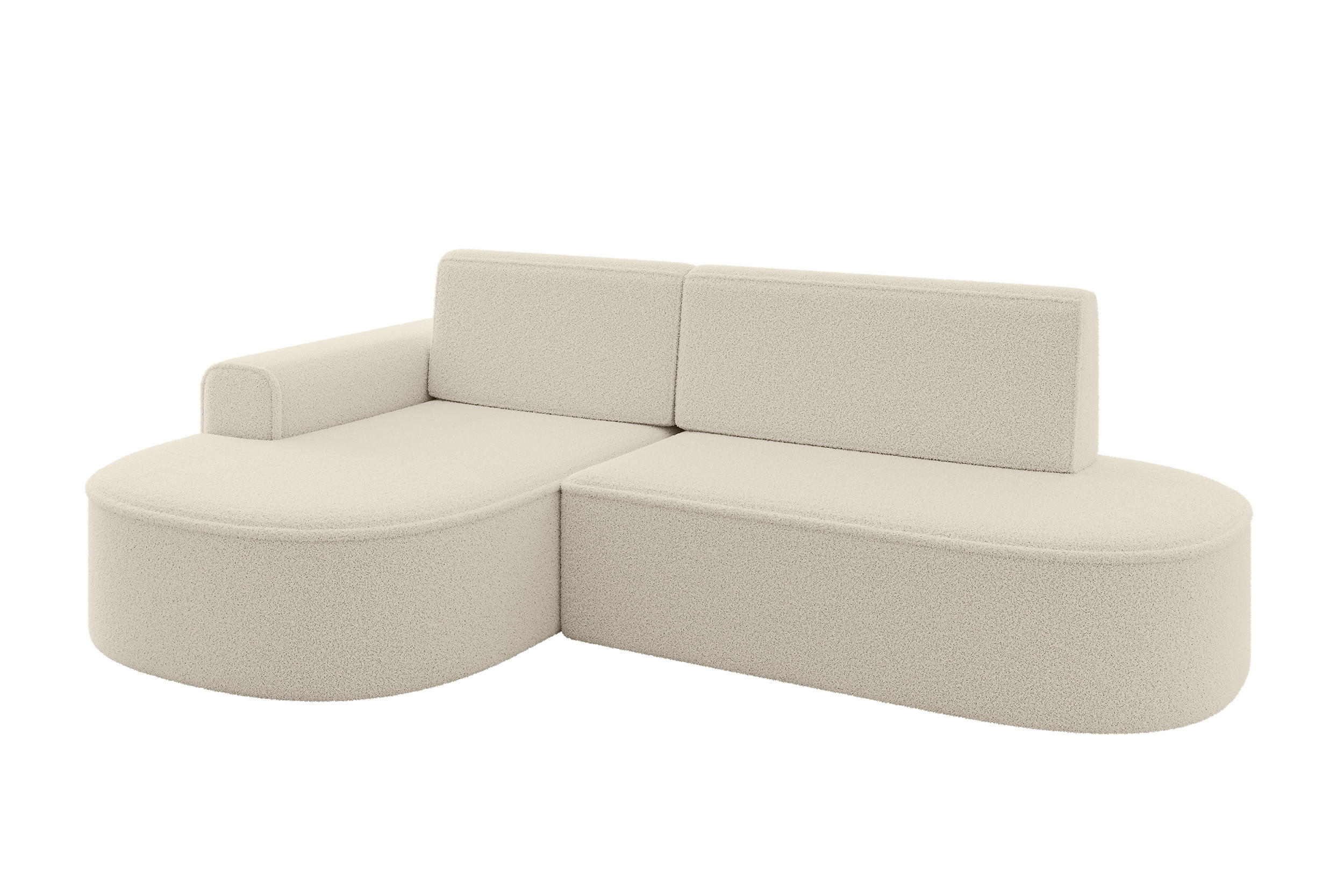 ECKSOFA mit Schlaffunktion und Bettkasten Ottomane Links MARI-L1-S - 283x167x73 cm Beige Bouclé - Beige/Schwarz, Holzwerkstoff/Kunststoff (283/167cm) - ALTDECOR