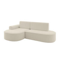 ECKSOFA mit Schlaffunktion und Bettkasten Ottomane Links MARI-L1-S - 283x167x73 cm Beige Bouclé - Beige/Schwarz, Holzwerkstoff/Kunststoff (283/167cm) - ALTDECOR