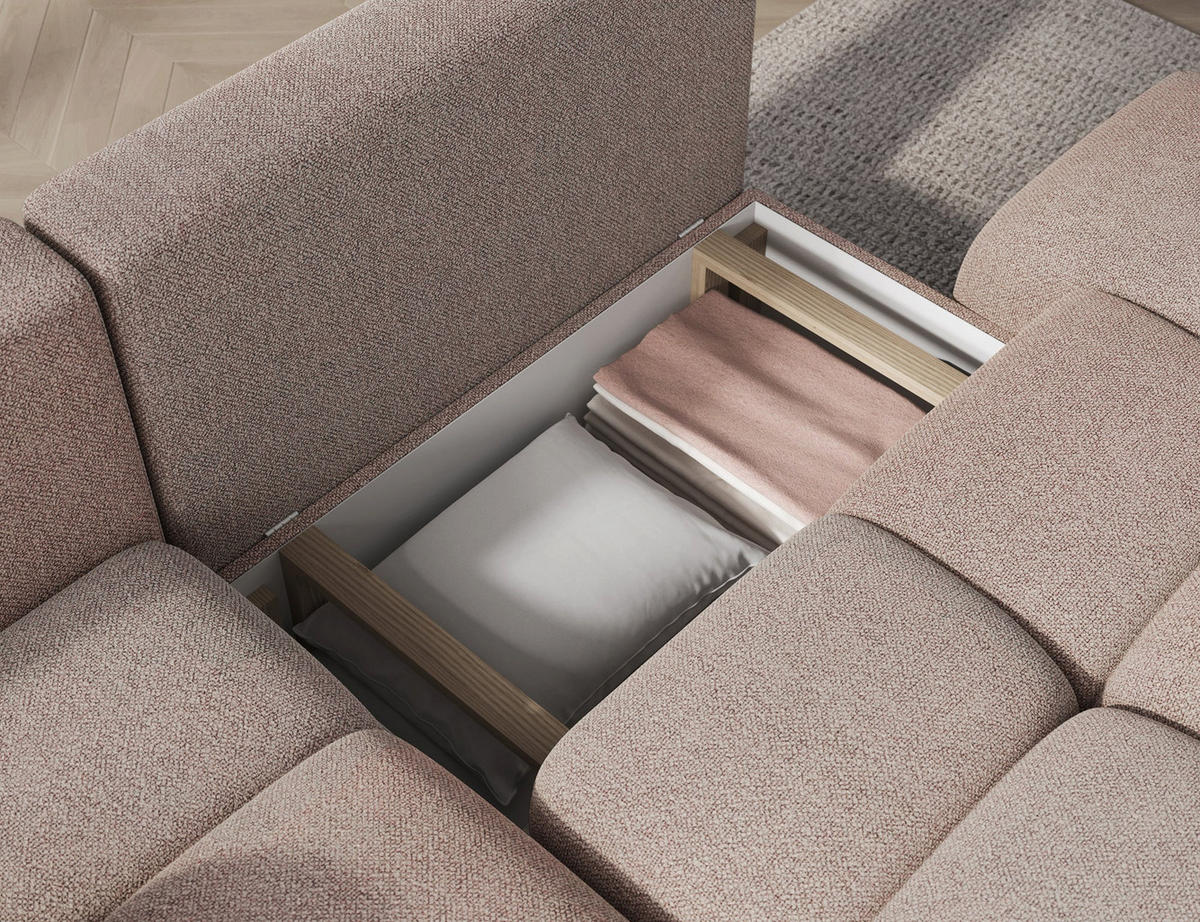 ECKSOFA VITTARIO mit Schlaffunktion & Bettkasten – Modernes L-Sofa 227 cm, inklusive Kissen - Braun, Kunststoff (227/95cm) - Wohnideebilder