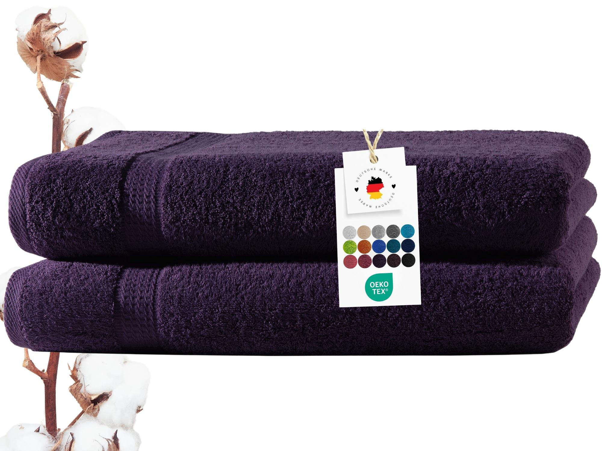 BADETUCH 100x150 cm Frottier Handtücher im 2er Set aus 100% Baumwolle, Lila 500g/m2 - Lila, Textil (100/150cm) - Carpe Sonno