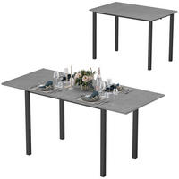 AUSZIEHTISCH Dunkelgrau Ausziehbar Stahlgestell 160/70/76 cm - Grau, Holz (70/160/76cm) - PANGIVO