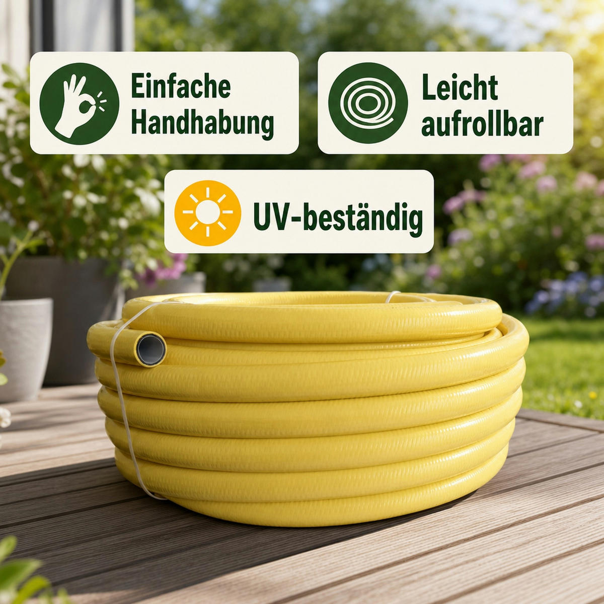 GARTENSCHLAUCH 50m - Gelb, Kunststoff (25cm) - BONI-SHOP