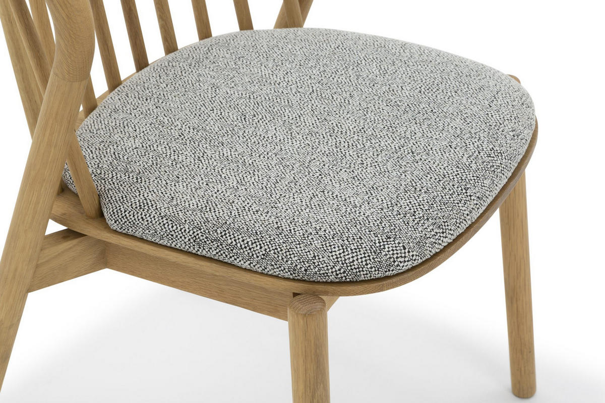 ESSZIMMERSTUHL Saga 2er Set, mit Sitzkissen, Natur Massiveiche - Grau, Holz (54/80/54cm) - WOODEK