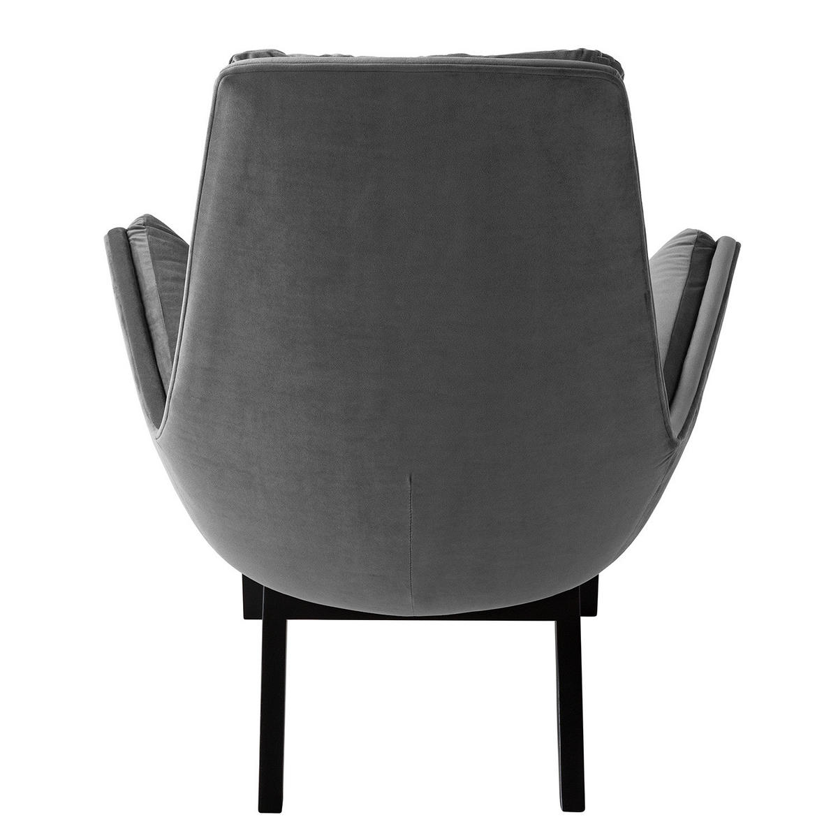 SESSEL mit Holzfüßen - Schwarz/Grau, Eichenholz/Textil (83/95/97cm) - home24