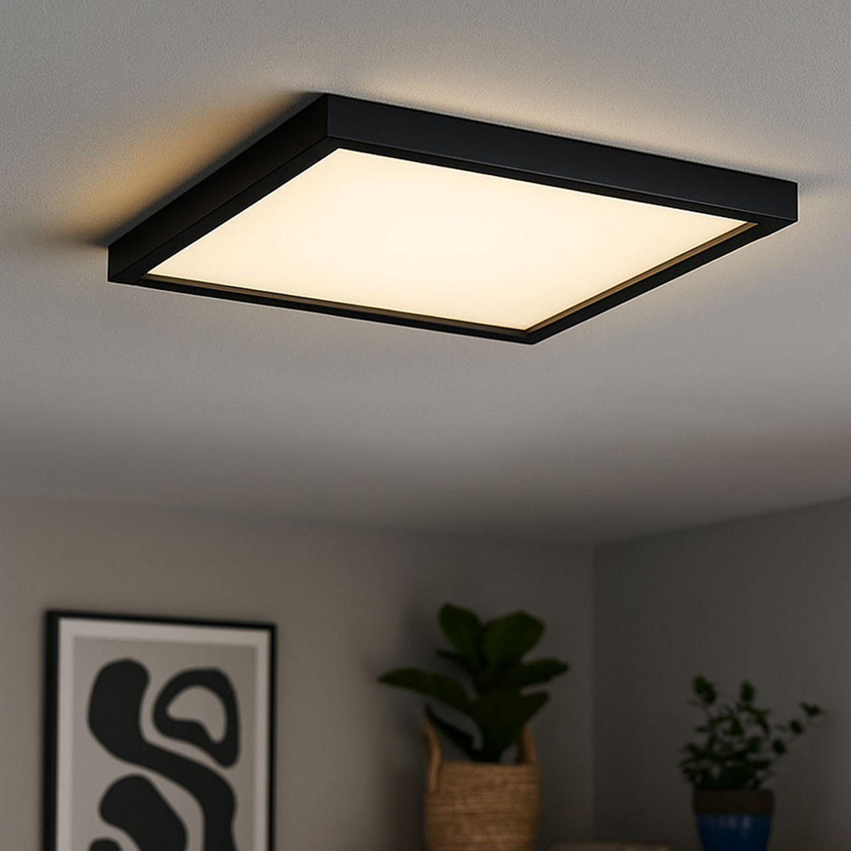 LED DECKENLEUCHTE Backlight Schwarz - Schwarz, Kunststoff (42.2/42.2/4cm) - Briloner