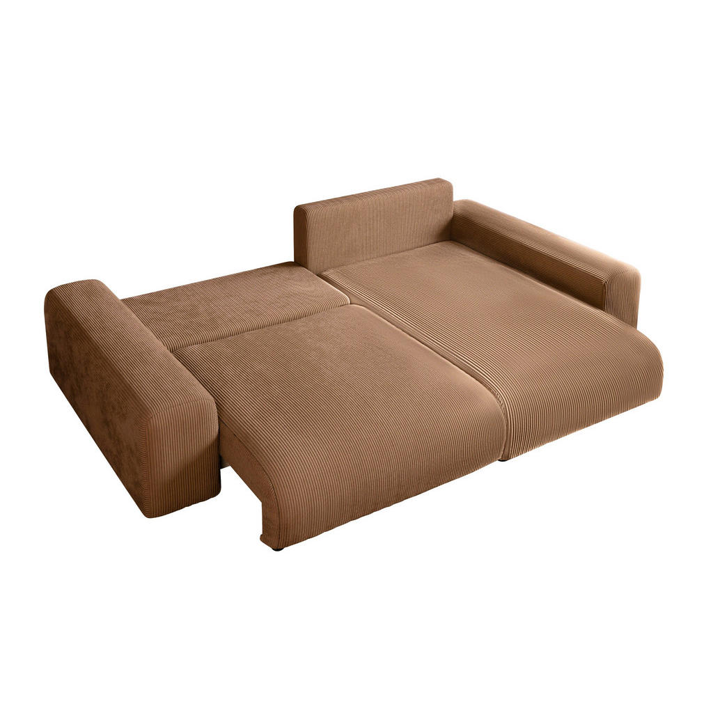 Thumbnail - luma-home Ecksofa, Hellbraun, Textil, 3-Sitzer, Füllung: Polyurethan (Pur), Eckteil, L-Form,L-Form, 255x165 cm, Wohnzimm...