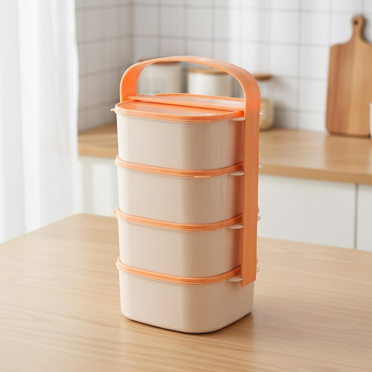 LUNCHBOX 4-stöckige aus Kunststoff 4 x 1,15 l - Orange, Kunststoff (15/31/15cm) - Orion 
