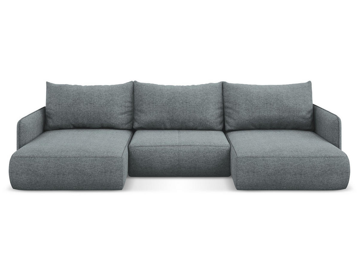WOHNLANDSCHAFT Chenille Stoff Blau - Blau/Blaugrau, Kunststoff/Textil (290/86/148cm) - Makamii