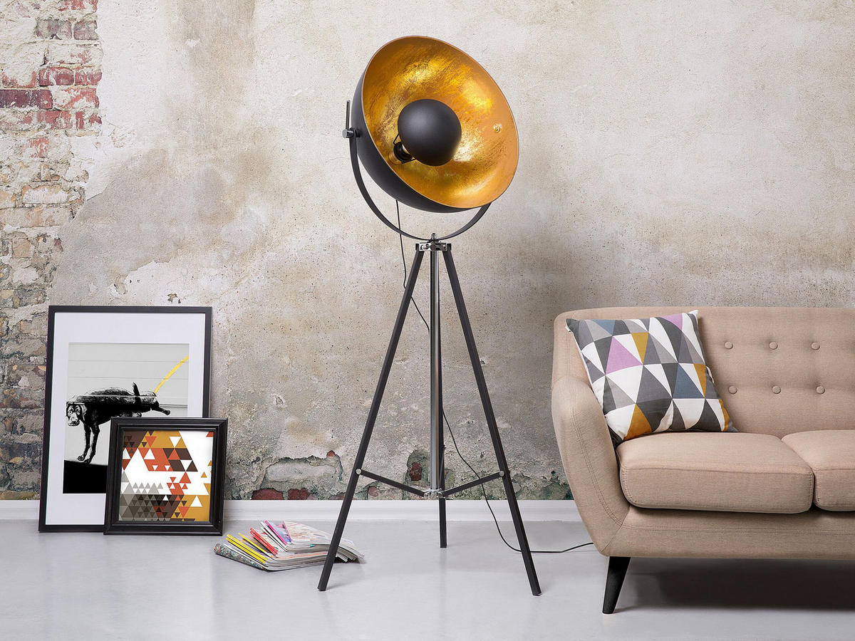 STEHLAMPE Thames 53/53/165 cm - Schwarz, Metall (53/53/165cm) - Beliani
