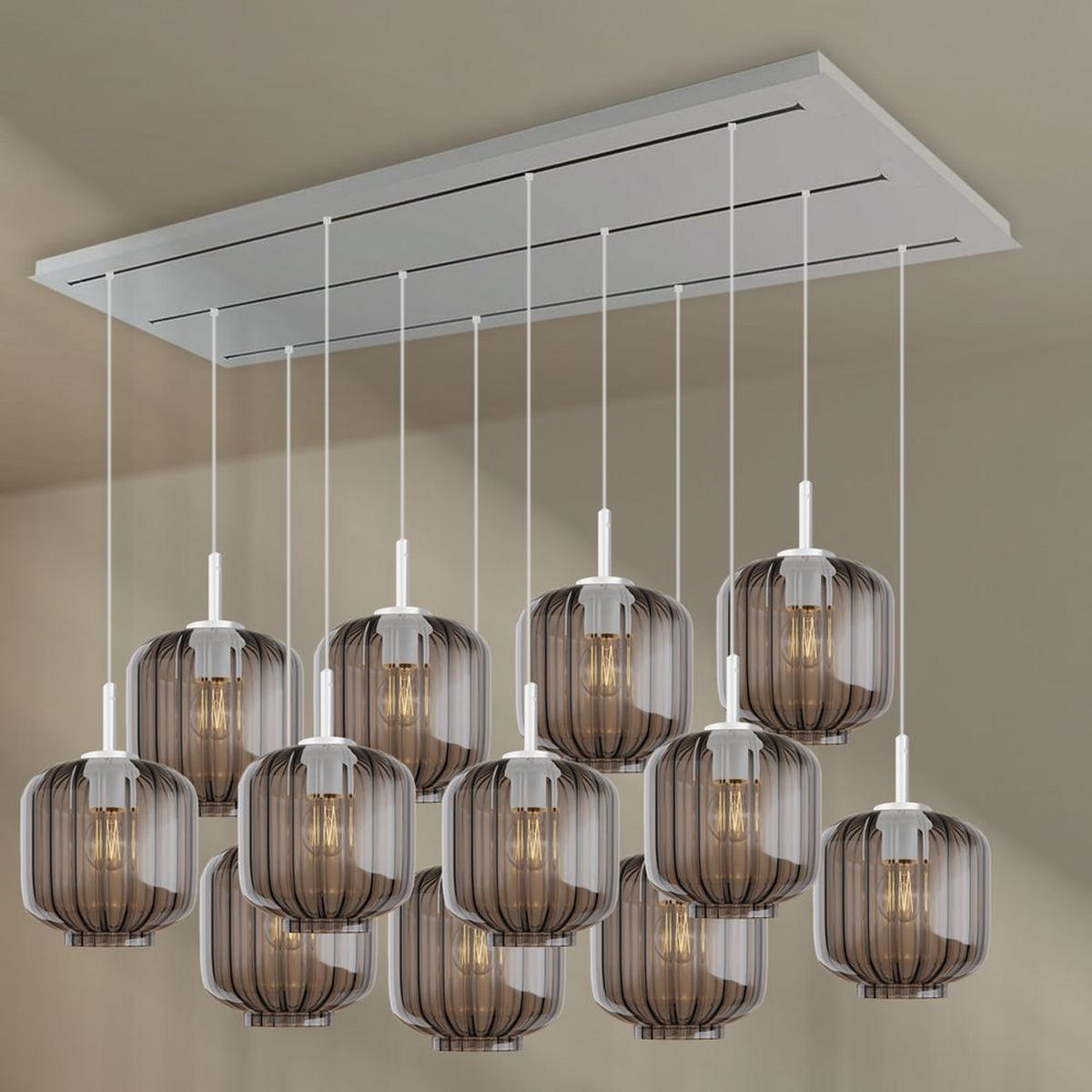HÄNGELEUCHTE Velo 12-flammig Rauch Ø 20cm - Anthrazit/Weiß, Glas (20/20/20cm) - s.luce