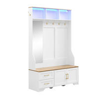 SCHUHSCHRANK aus MDF 120x40x187cm in Weiß mit LED & Spiegel - Weiß, Holzwerkstoff (120/187/40cm) - Modfu