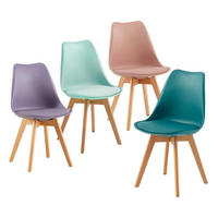 ESSZIMMERSTUHL 4er Set Skandinavisch mit PU-Sitzkissen & Massivholz-Beinen Bunt - Multicolor, Kunststoff (47.5/82/41cm)