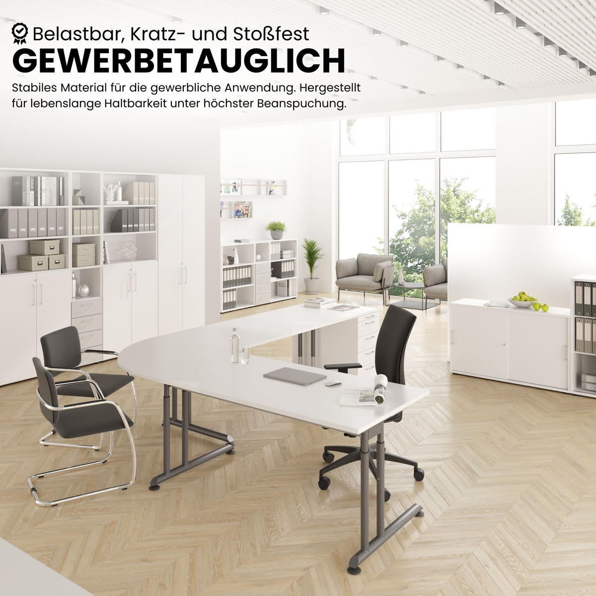 SCHREIBTISCH Serie-Z 80/160/74 cm in Graphitfarben/Silberfarben - Silberfarben/Graphitfarben, Holzwerkstoff (80/160/74cm) - bümö