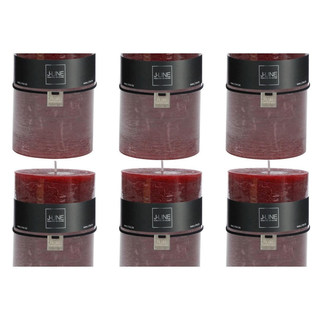 DUFTKERZE ZART - Rot - XL - 95 Std. - 6er set - Dunkelrot, Paraffin (10/15cm) - J-Line