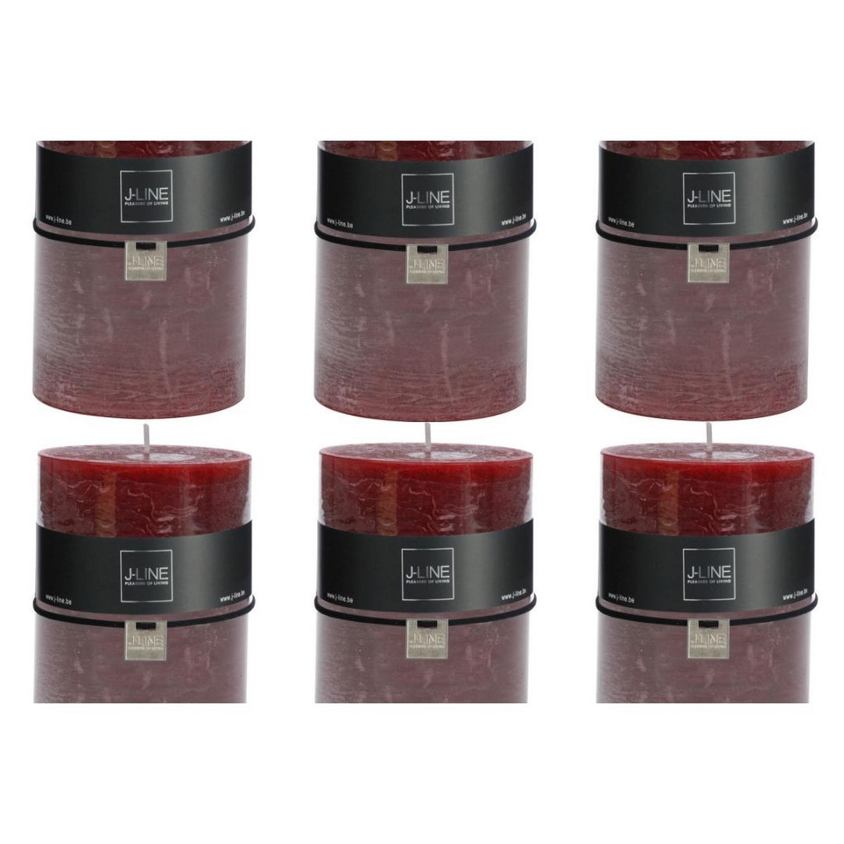 DUFTKERZE ZART - Rot - XL - 95 Std. - 6er set - Dunkelrot, Paraffin (10/15cm) - J-Line