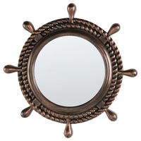WANDSPIEGEL dunkelbraun rund 46 cm Gormaz - Braun, Kunststoff (46/46/6cm) - Beliani