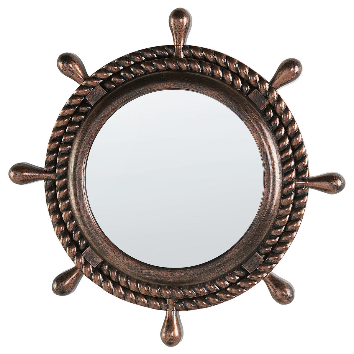 WANDSPIEGEL dunkelbraun rund 46 cm Gormaz - Braun, Kunststoff (46/46/6cm) - Beliani