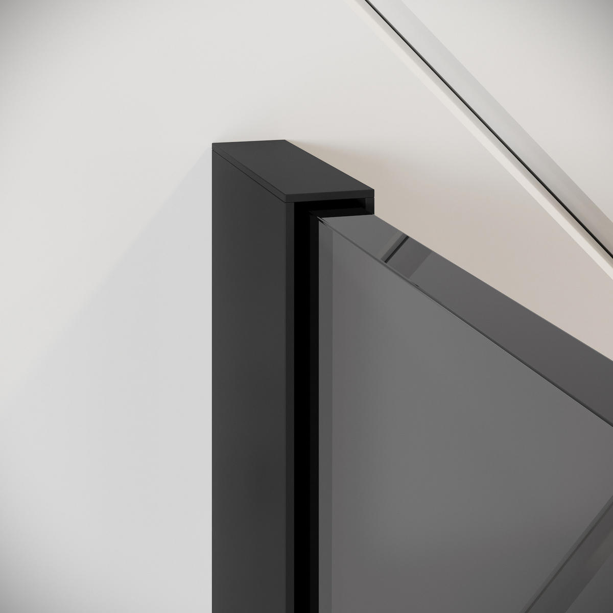 DUSCHWAND Rizani - 40 x 200 cm - Schwarz - Walk-In Duschabtrennung aus Rauchglas - Anthrazit/Schwarz, Glas (40/200cm) - Badplaats