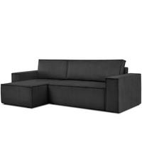 ECKSOFA-LINKS/RECHTS NAPI Schlaffunktion mit Cordbezug, dunkelgrau - Dunkelgrau/Schwarz, Textil (262/148cm) - KONSIMO®