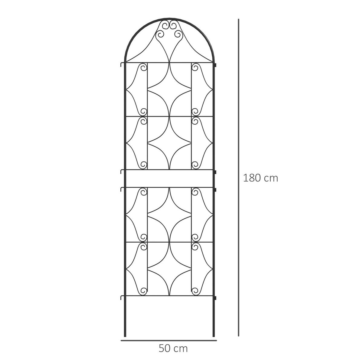 PFLANZENGITTER 2er-Set DE-13791 für Kletterpflanzen 50x180 cm Schwarz - Schwarz, Metall (1.3/180/50cm) - ComfortXL