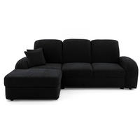 ECKSOFA VIBE S Links mit Schlaffunktion 130x202 Chenille Anthrazit - Anthrazit/Schwarz, Holz/Kunststoff (250/160cm) - Muffo
