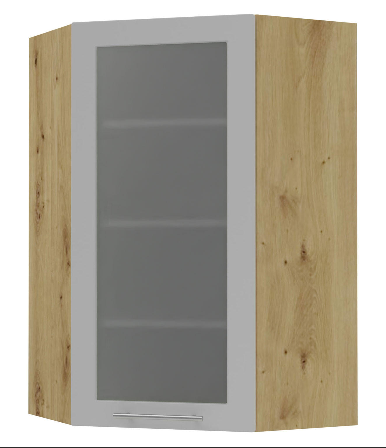 ECKHÄNGESCHRANK Bari W4S/10/60 RAL 7040 fenstergrau (K5) / Eiche Artisan 60 / 60 / 96cm - Eiche Artisan/Grau, Holz/Holzwerkstoff (60/96/60cm) - Feldmann-Wohnen