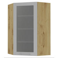 ECKHÄNGESCHRANK Bari W4S/10/60 RAL 7040 fenstergrau (K5) / Eiche Artisan 60 / 60 / 96cm - Eiche Artisan/Grau, Holz/Holzwerkstoff (60/96/60cm) - Feldmann-Wohnen