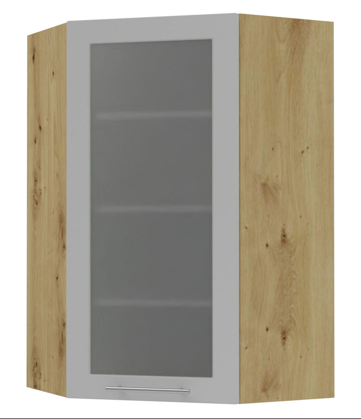 ECKHÄNGESCHRANK Bari W4S/10/60 RAL 7040 fenstergrau (K5) / Eiche Artisan 60 / 60 / 96cm - Eiche Artisan/Grau, Holz/Holzwerkstoff (60/96/60cm) - Feldmann-Wohnen