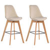 BARHOCKER 2er Set Samt creme - Eukalyptusholzfarben/Creme, Holz/Textil (48/112/56cm) - CLP