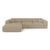 ECKSOFA LINKS SCHLAFSOFA Gerippter Samt Beige 280cm - Beige, Textil (165/280cm) - Sia Home