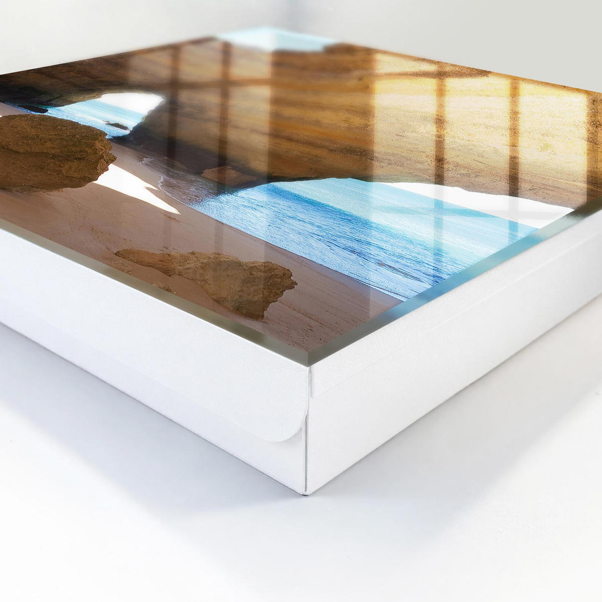 SCHLÜSSELBOX Weiß 30x30 cm – Türöffnung nach rechts - Meereshöhle - Beige, Metall (30/30/5cm) - TULUP