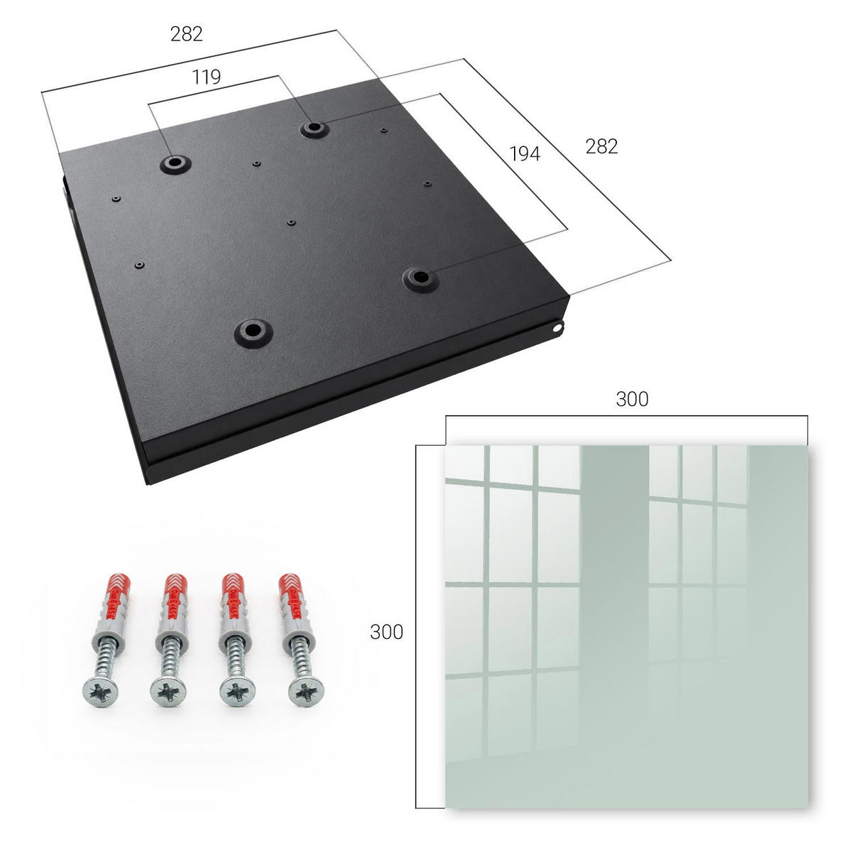 SCHLÜSSELBOX Schwarz 30x30 cm- Türöffnung nach rechts - Hellminz - Grün, Metall (30/30/5cm) - TULUP