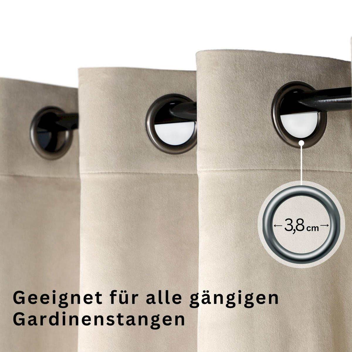 ÖSENVORHANG VELVET SIGNATURE - Beige, Textil (140/1/250cm) - Tom Tailor
