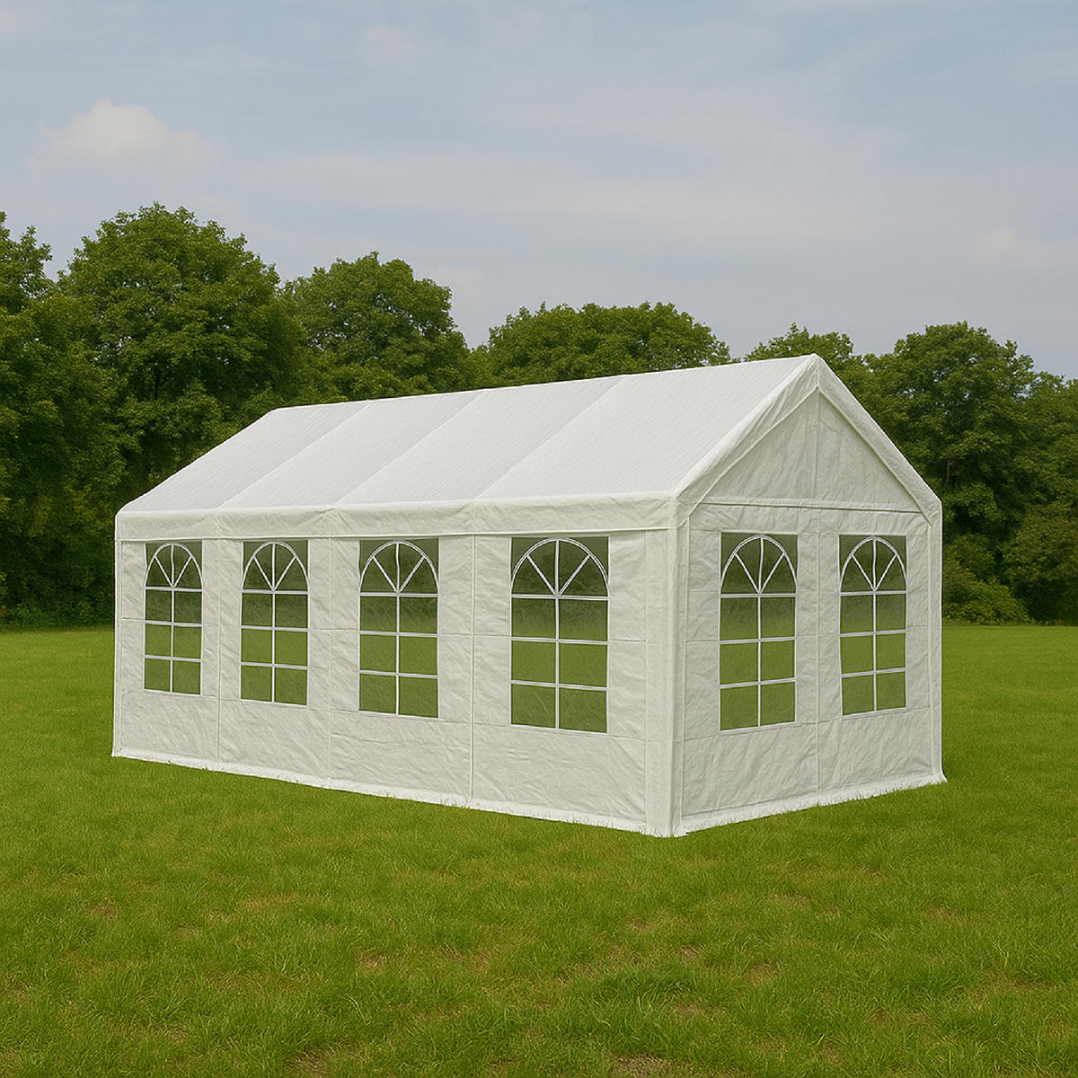 DACHPLANE Livingston - Zeltabdeckung für 4x8 Meter, PE weiss 180g/m². BxTxH: 800x400x310 cm - Weiß, Kunststoff (800/0.3/400cm) - TPFGarden