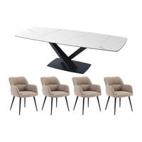 SET aus ausziehbarem Tisch und Stuhl - > 12 Personen-Sitzer - Glas, Keramik - Schwarz, Weiß - - Schwarz/Weiß, Glas/Keramik (260/76/90cm) - Vente-Unique