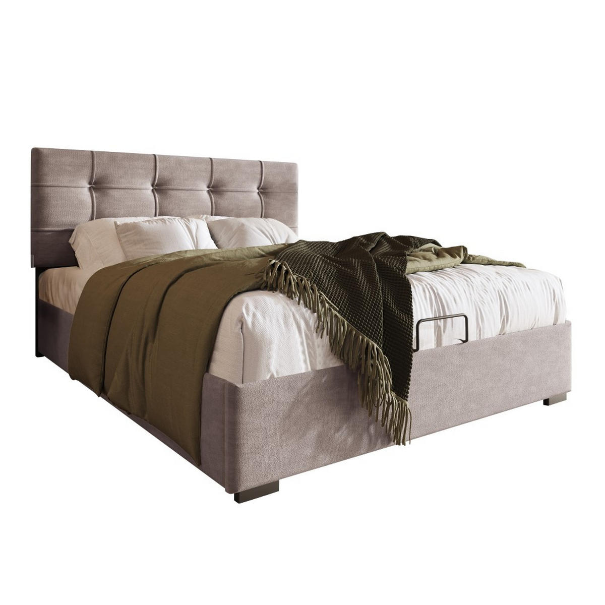 POLSTERBETT 90/200 cm in Hellgrau Samt - Hellgrau, Holz/Textil (90/200cm) - KOMHTOM