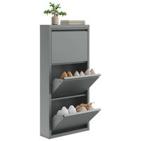 SCHUHKIPPER mit 3 Klapptüren, 50 x 106 x 15 cm, Grau - Grau, Metall (50/106/15cm) - Kaket