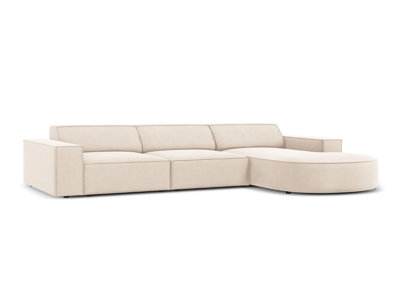 ECKSOFA rechts Jodie aus Samt leichtes beige 4 Sitzplätze - Beige, Textil (166/284cm) - Micadoni