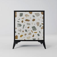 SIDEBOARD PIECES OF TOMORROW, Schwarz, 57,5x42x70,5 cm, Schwarze Metall-Sternfüße - Multicolor/Schwarz, Holzwerkstoff/Metall (57.5/70.5/42cm) - SpaceRebels