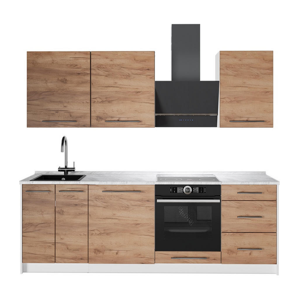 Vicco KUCHYŇSKÝ KOUT Fame-Line, Zlatý mocný dub/Bílá, 230 cm, PD Mramor