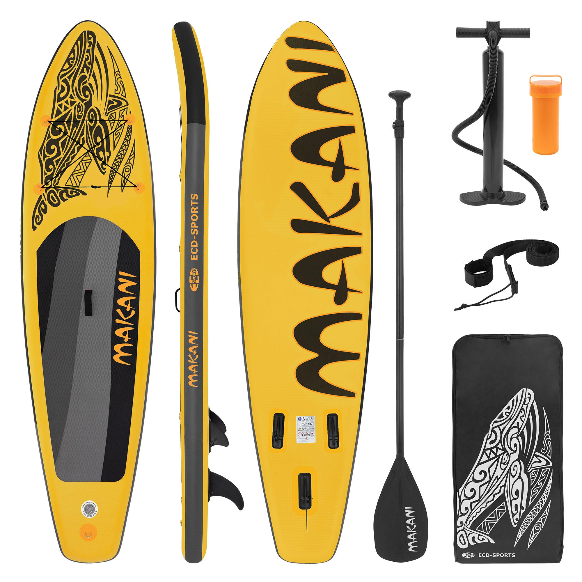 STAND UP PADDLE BOARD Makani Gelb - Gelb, Kunststoff (320/80/15cm) - ECD-Germany