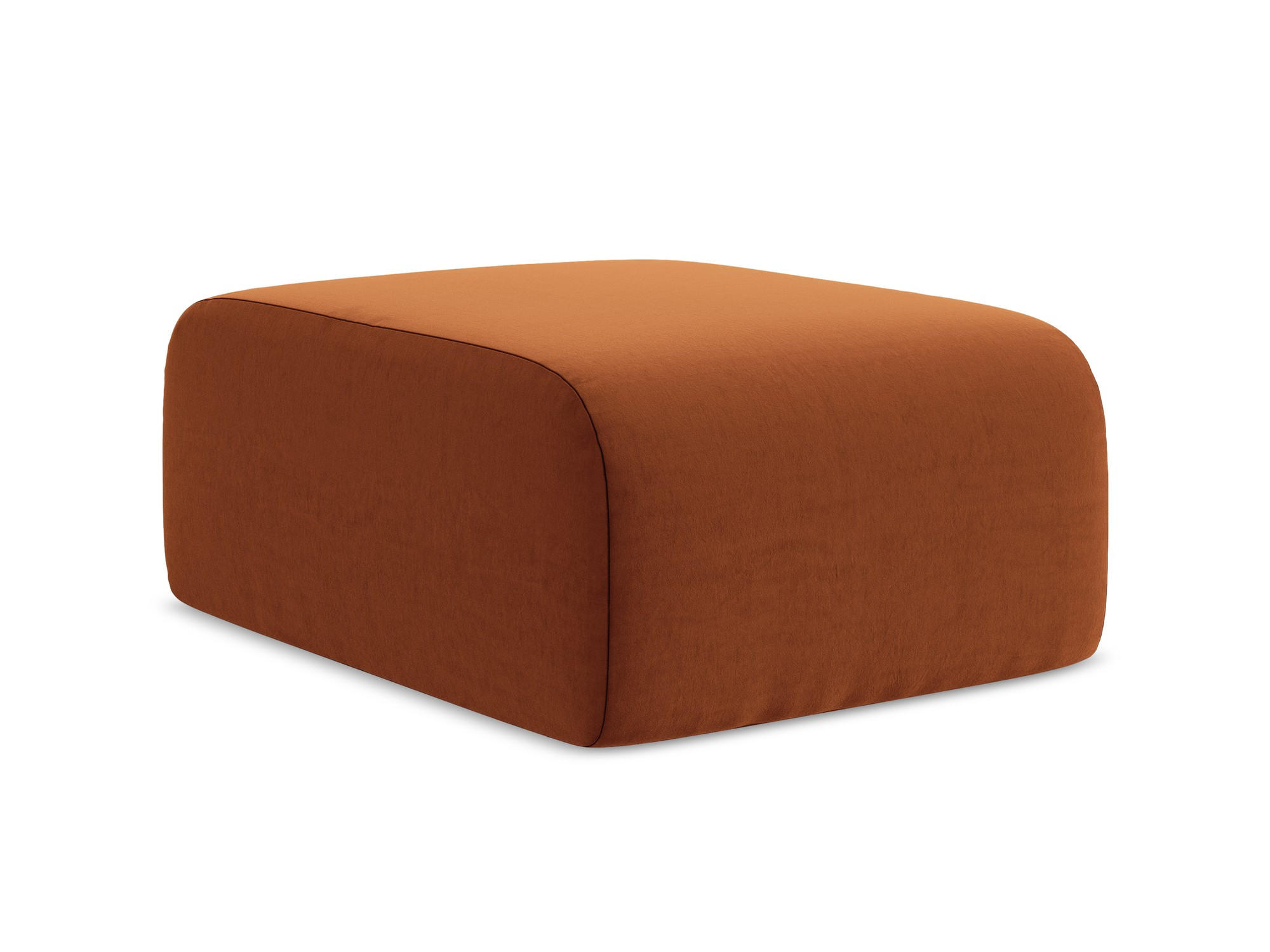 POUF Samt Stoff Orange - Terracotta/Schwarz, Holzwerkstoff/Kunststoff (72/42/94cm) - Makamii