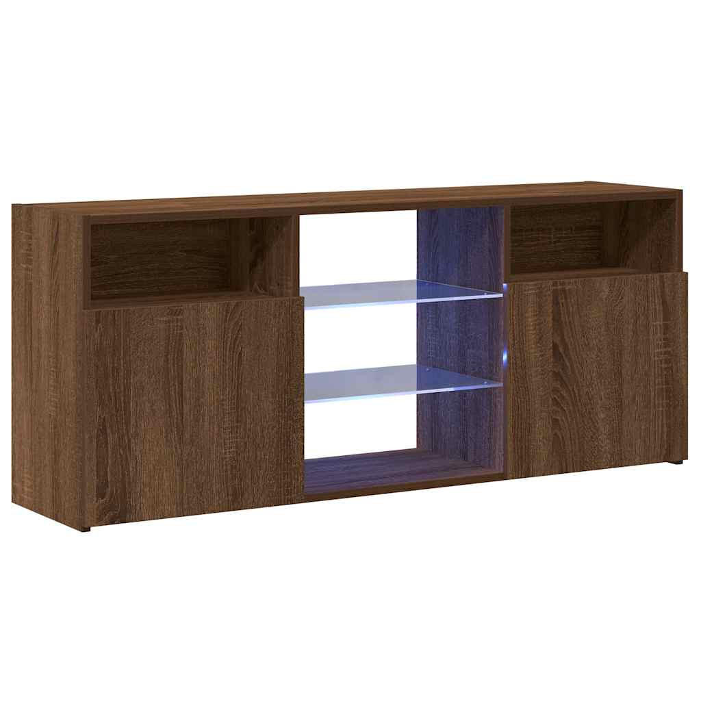 LOWBOARD mit Led-Leuchten 120/30/50 cm aus Holzwerkstoff in Braun Eichen-Optik Dekor - Dunkelbraun, Holz (120/50/30cm) - vidaXL