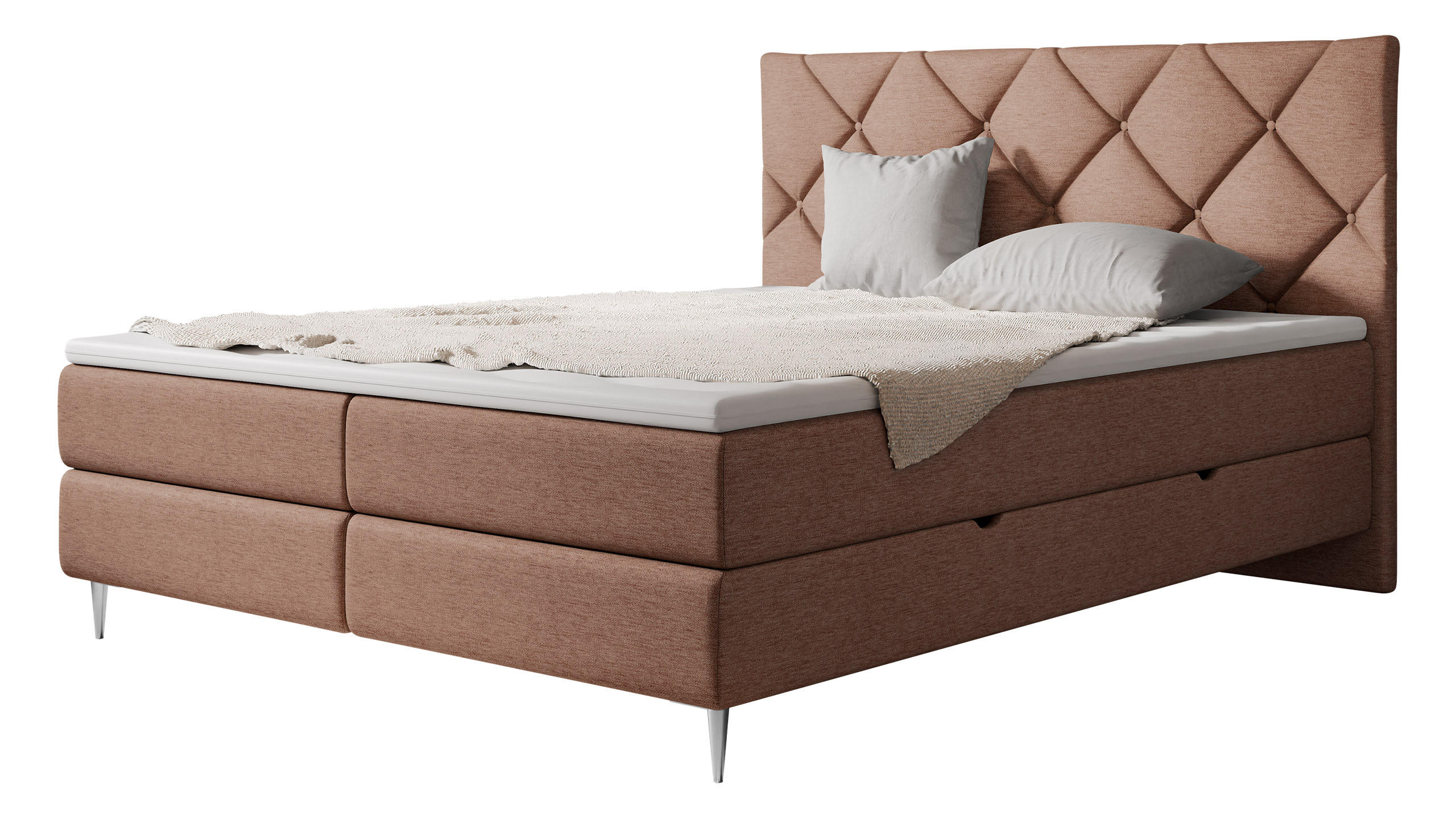 BOXBETT Letra - Chromfarben/Hellrosa, Holz/Textil (140/200cm) - MIRJAN24
