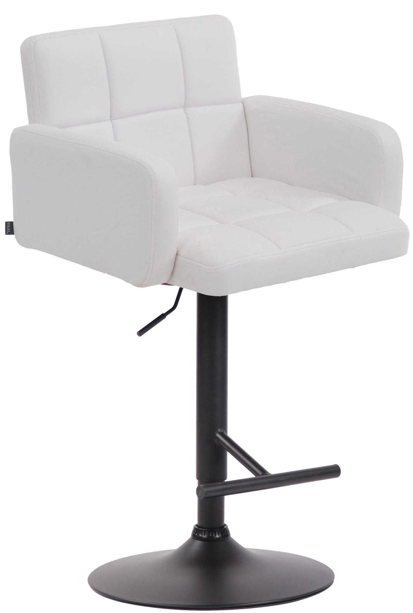 BARHOCKER Lederlook weiß - Walnussfarben/Schwarz, Textil/Metall (60/93/56cm) - CLP