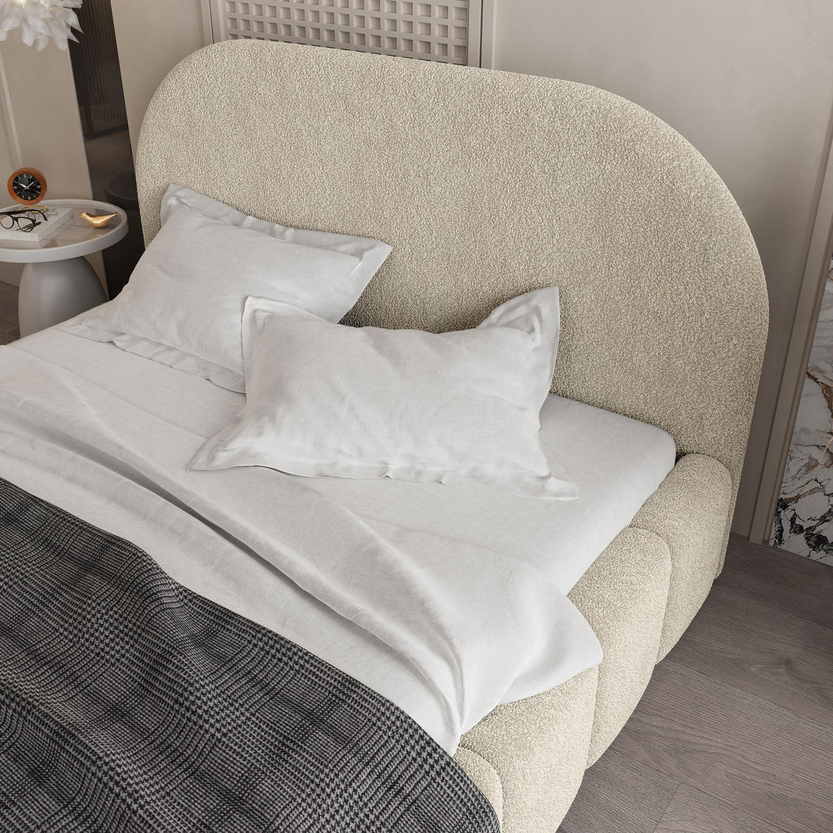 POLSTERBETT FLUSSO 160x200 cm mit Bettkästen - Creme - Creme, Holz (160/200cm) - MASSENO