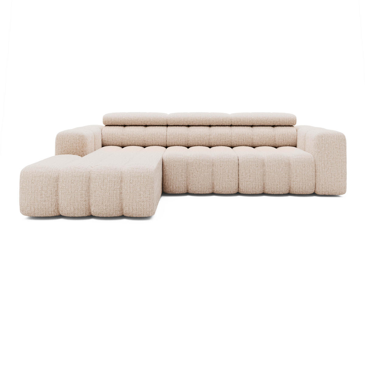 ECKSOFA Ottomane links Chenille 289x188x78 beige KONSTANTIN - Beige, Kunststoff (289/188cm) - Massivmoebel24
