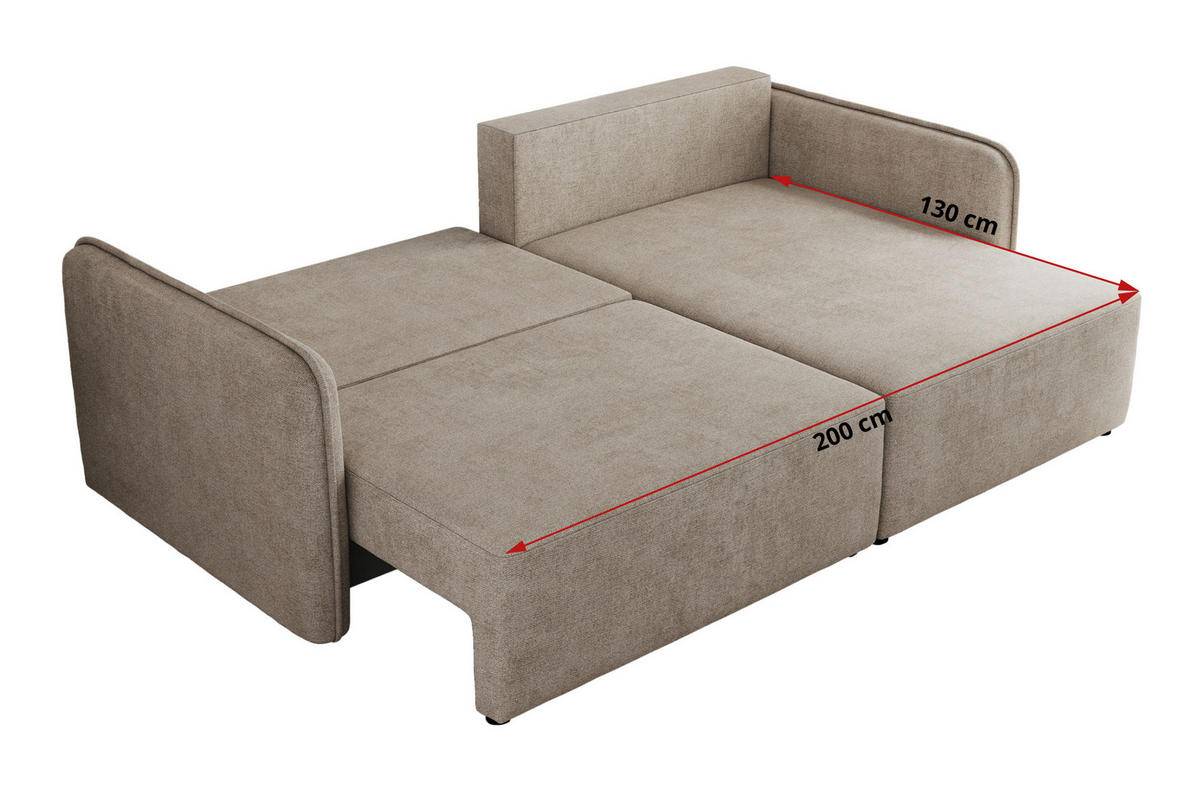 ECKSCHLAFSOFA MESTO L Beige Struktur - links - Beige/Schwarz, Kunststoff/Textil (227/147cm) - MKS
